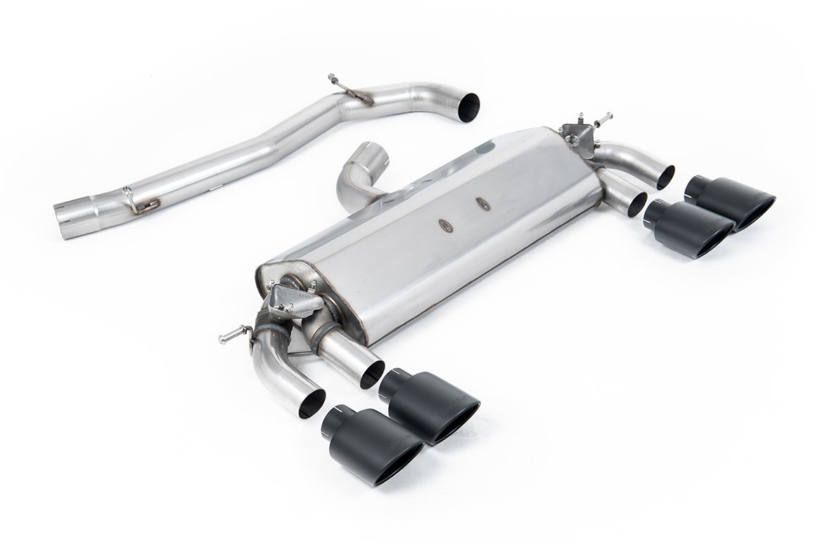 VW Golf R MK7 2.0 TSI (76.2mm sistemas) – no resonado (más sonido) sistema de escape cat-back con colas ovaladas negras Cerakote