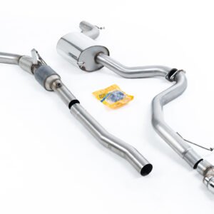 VW Jetta MK6 GLI 2.0T TSI – resonado (más discreto) sistema de escape turbo-back con catalizador deportivo de alto flujo y colas dobles pulidas