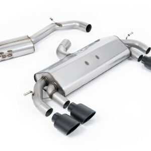 VW Golf R MK7 2.0 TSI (76.2mm sistemas) – resonado RACE (más discreto) sistema de escape cat-back con colas ovaladas negras Cerakote