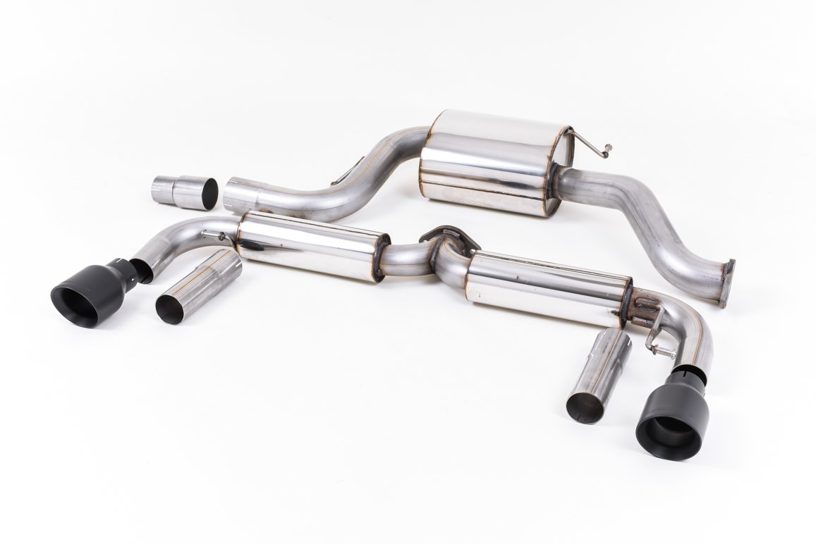 VW Beetle 2.0 TSI (A5 Chassis) – resonado (más discreto) sistema de escape cat-back con colas negras Cerakote