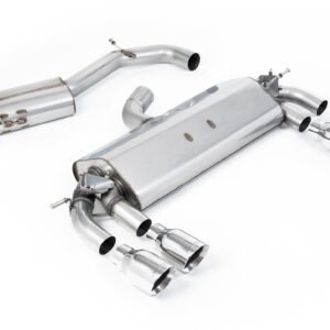 VW Golf R MK7 2.0 TSI (76.2mm sistemas) – resonado (más discreto) sistema de escape cat-back con pulidas GT-100 redondas colas