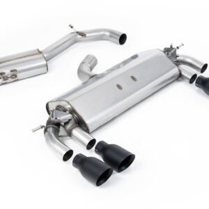 VW Golf R MK7 2.0 TSI (76.2mm sistemas) – resonado (más discreto) sistema de escape cat-back con Cerakote negro GT-100 redondas colas