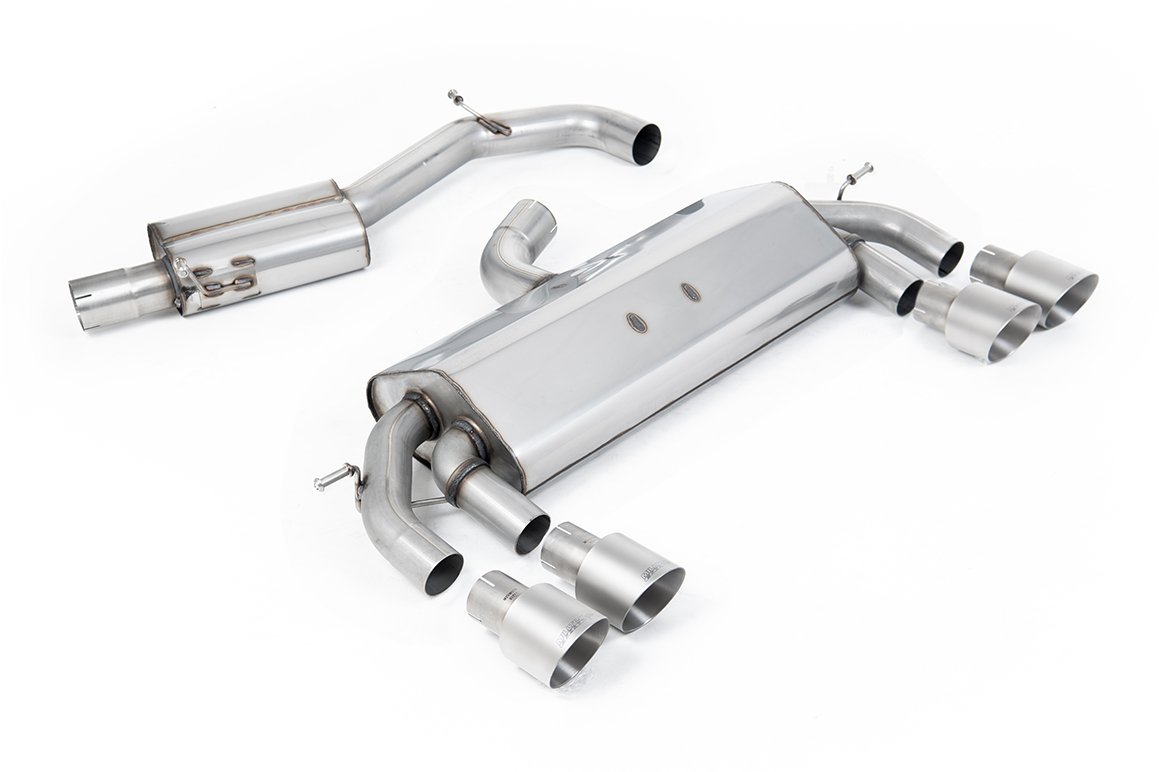 VW Golf R MK7 2.0 TSI (76.2mm sistemas) – resonado RACE (más discreto) sistema de escape cat-back con Titanium GT-100 redondas colas