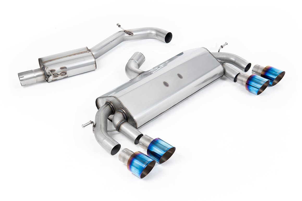 VW Golf R MK7 2.0 TSI (76.2mm sistemas) – resonado RACE (más discreto) sistema de escape cat-back con titanio quemado GT-100 redondas colas