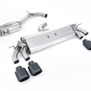 VW Golf R MK7.5 2.0 TSI 310ps (Non GPF Models & 76mm systems) – Resonated (Quieter) Cat-Back Exhaust System with Cerakote Black Oval Tips