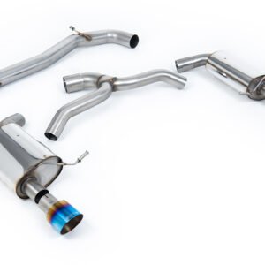 VW Golf 2.0TFSI Mk7 – no resonado (más sonido) sistema de escape cat-back con colas GT-100 de titanio quemado