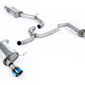 VW Golf 2.0TFSI Mk7 – resonado (más discreto) sistema de escape cat-back con colas GT-100 de titanio quemado