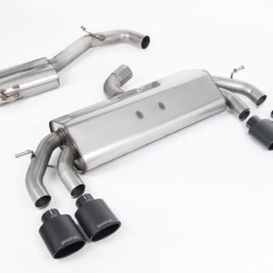 VW Golf R MK7.5 2.0 TSI 310ps (Non GPF Models & 76mm systems) – Non-Valved & Resonated (Quieter) Cat-Back Race Exhaust System with Cerakote Black Oval Tips