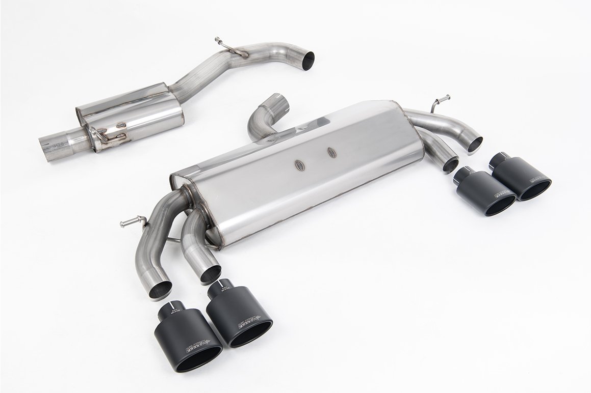 VW Golf R MK7.5 2.0 TSI 310ps (Non GPF Models & 76mm systems) – Non-Valved & Resonated (Quieter) Cat-Back Race Exhaust System with Cerakote Black Oval Tips
