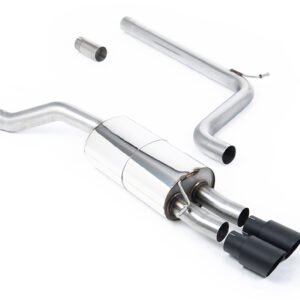 VW Polo GTI 2.0 TSI (AW – 5 puertas/modelos sin GPF) – no resonado (más sonido) sistema de escape cat-back con colas GT-90 negras Cerakote