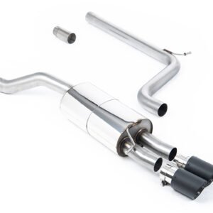 VW Polo GTI 2.0 TSI (AW – 5 puertas/modelos sin GPF) – no resonado (más sonido) sistema de escape cat-back con colas JET-90 de carbono