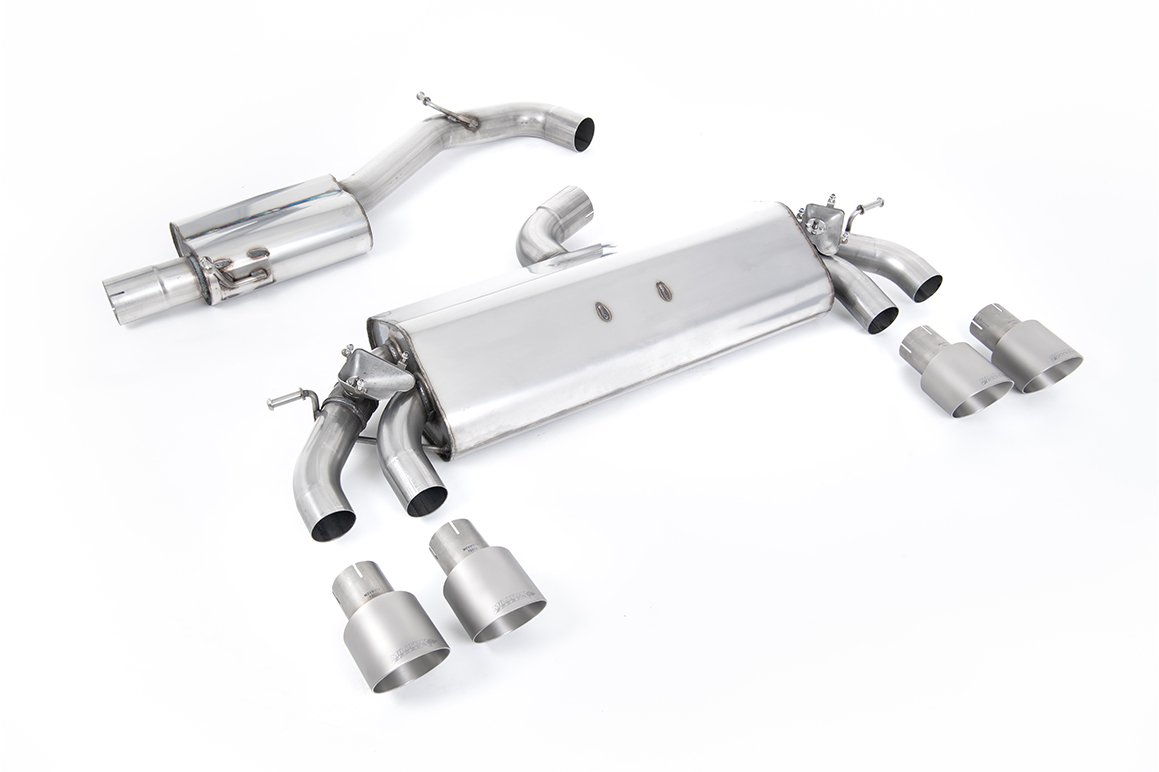VW Golf R MK7.5 2.0 TSI 310ps (Non GPF Models & 76mm systems) – Resonated (Quieter) Cat-Back Exhaust System with Titanium GT-100 Round Tips