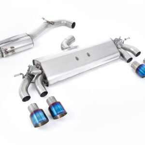 VW Golf R MK7.5 2.0 TSI 310ps (Non GPF Models & 76mm systems) – Resonated (Quieter) Cat-Back Exhaust System with Burnt Titanium GT-100 Round Tips