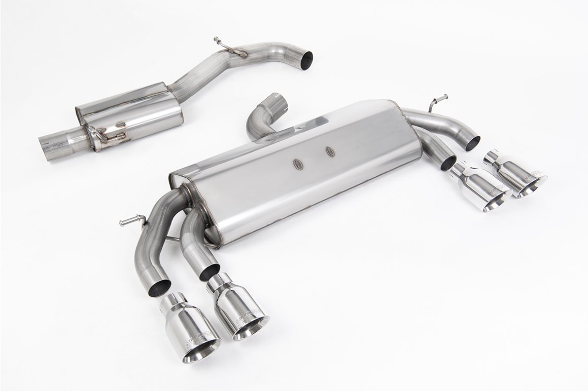 VW Golf R MK7.5 2.0 TSI 310ps (Non GPF Models & 76mm systems) – Non-Valved & Resonated (Quieter) Cat-Back Race Exhaust System with Polished GT-100 Round Tips