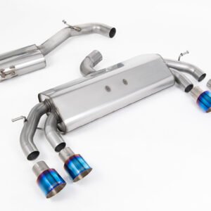 VW Golf R MK7.5 2.0 TSI 310ps (Non GPF Models & 76mm systems) – Non-Valved & Resonated (Quieter) Cat-Back Race Exhaust System with Burnt Titanium GT-100 Round Tips