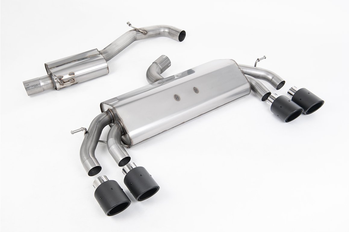 VW Golf R MK7.5 2.0 TSI 310ps (Non GPF Models & 76mm systems) – Non-Valved & Resonated (Quieter) Cat-Back Race Exhaust System with Carbon JET-100 Round Tips