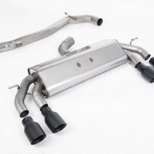 VW Golf R MK7.5 2.0 TSI 310ps (Non GPF Models & 76mm systems) – Non-Valved & Non-Resonated (Louder) Cat-Back Race Exhaust System with Cerakote Black GT-100 Round Tips