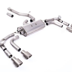 VW Tiguan R EA888.4 MQB EVO (GPF Models) – Non-Resonated (Louder) GPF/OPF Back Exhaust System with GT-100 Titanium Trims – Re-uses Factory Valve Motors