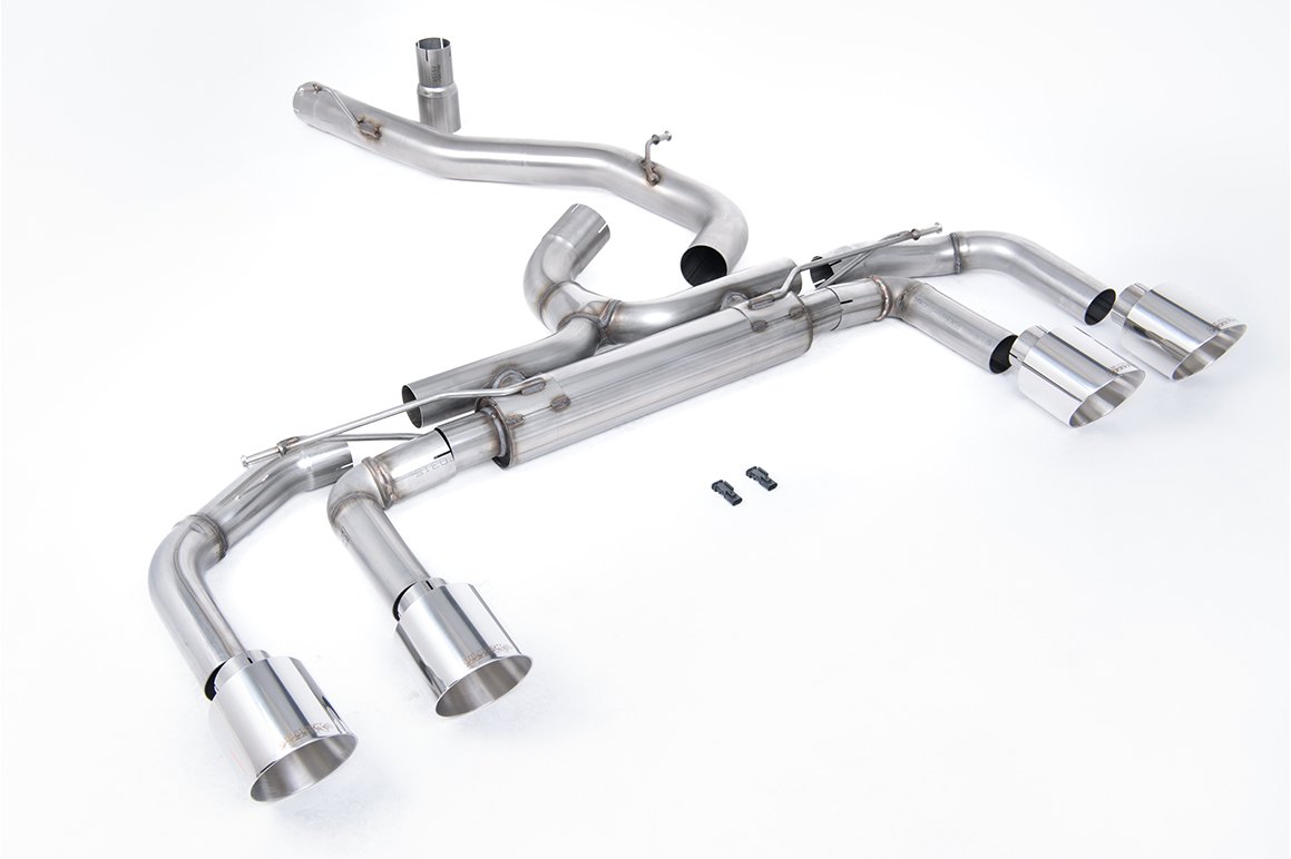 VW Golf R MK8/MK8.5 – 80mm sistemas sin válvulas y colas pulidas (sistema Race – sonido máximo)