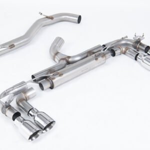 VW Golf R MK7 – 80mm Race cat-back con colas GT-100 pulidas (no resonado – sonido máximo)