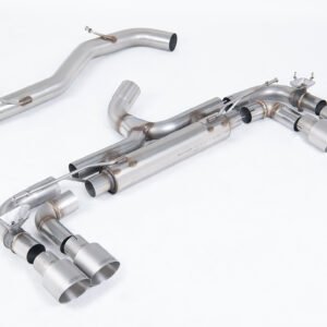 VW Golf R MK7 – 80mm Race cat-back con colas GT-100 de titanio cepillado (no resonado – sonido máximo)