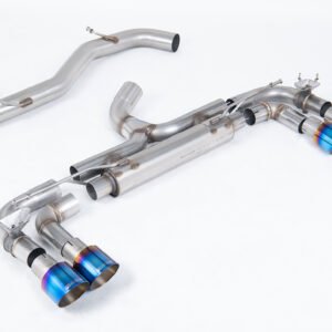 VW Golf R MK7 – 80mm Race cat-back con colas GT-100 de titanio quemado (no resonado – sonido máximo)