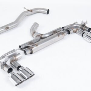 VW Golf R MK7 – 80mm Race cat-back con colas ovaladas pulidas (no resonado – sonido máximo)