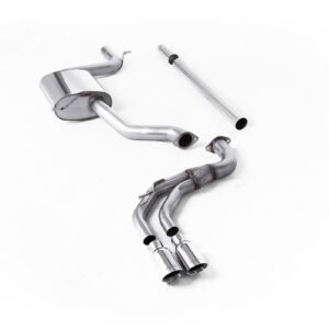 Seat Leon FR 1.8 TSI y VW Golf MK7.5 1.5TSI – Escape cat-back no resonado (sonido más intenso) con salidas GT-80 pulidas (GTD estilo)