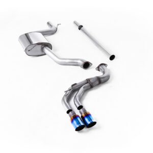 Seat Leon FR 1.8 TSI y VW Golf MK7.5 1.5TSI – Escape cat-back no resonado (sonido más intenso) con salidas de titanio azulado (GTD estilo)