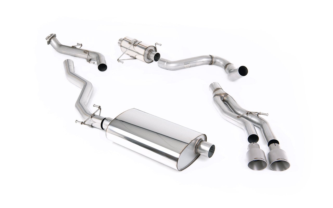 Toyota Tacoma 2.4L Turbo híbrido – resonado cat-back con 2 x GT-100 titanio cepillado salidas