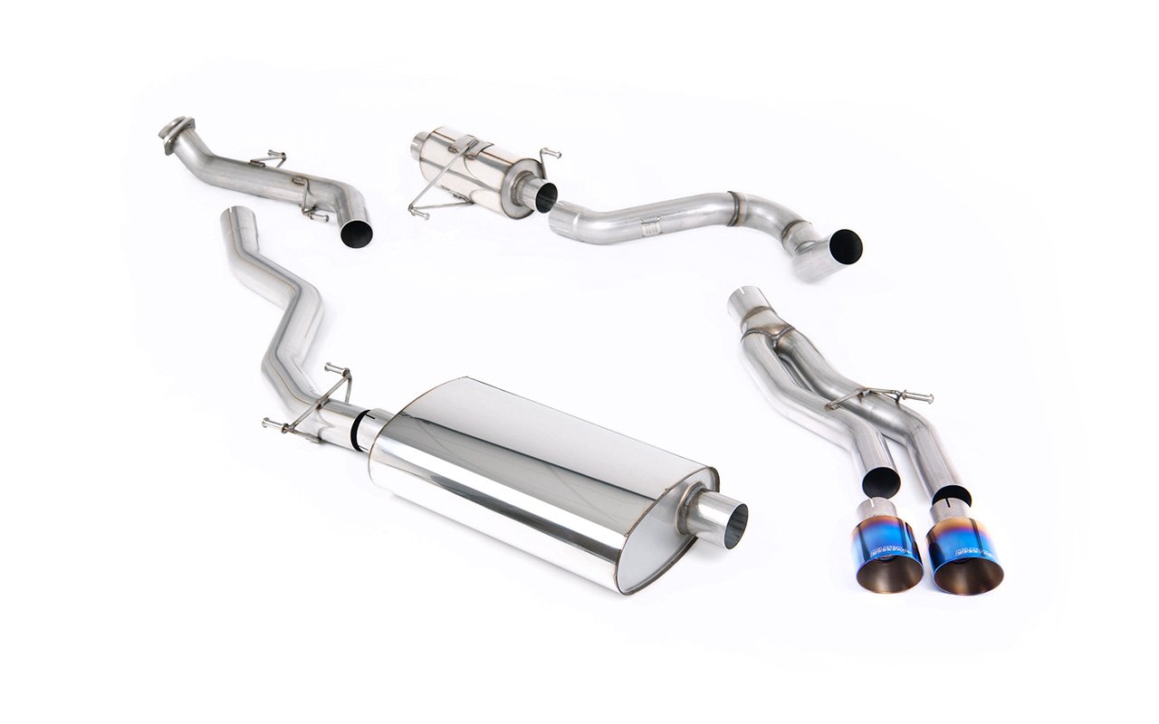 Toyota Tacoma 2.4L Turbo híbrido – resonado cat-back con 2 x GT-100 titanio azulado salidas
