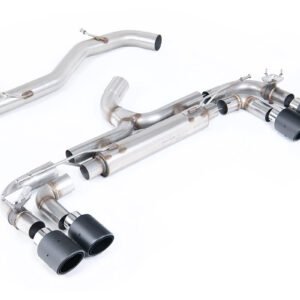 VW Golf R MK7 – 80 mm cat-back de competición con salidas GT-100 de carbono (no resonado – máxima intensidad de sonido)