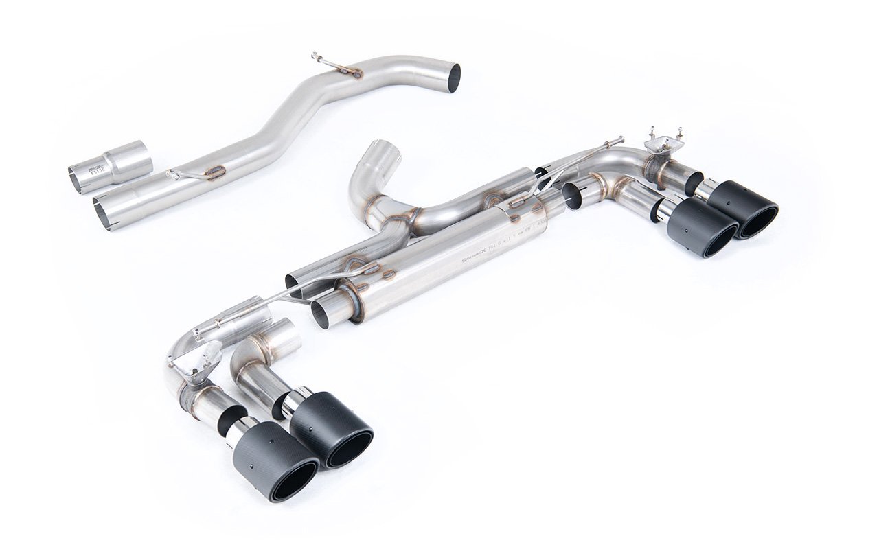 VW Golf R MK7 – 80 mm cat-back de competición con salidas GT-100 de carbono (no resonado – máxima intensidad de sonido)