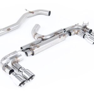 VW Golf R MK7 – 80 mm cat-back de competición con salidas GT-100 pulidas (no resonado – máxima intensidad de sonido)