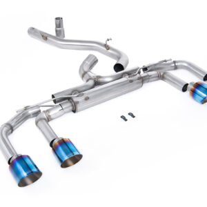 VW Golf R MK8/MK8.5 – 80 mm sistemas sin válvulas con salidas de titanio azulado (sistema de competición – máxima intensidad de sonido)