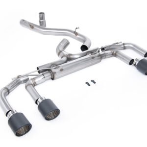 VW Golf R MK8/MK8.5 – 80 mm sistemas sin válvulas con salidas de carbono (sistema de competición – máxima intensidad de sonido)