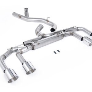 VW Golf R MK8/MK8.5 – 80 mm sistemas sin válvulas con salidas pulidas (sistema de competición – máxima intensidad de sonido)