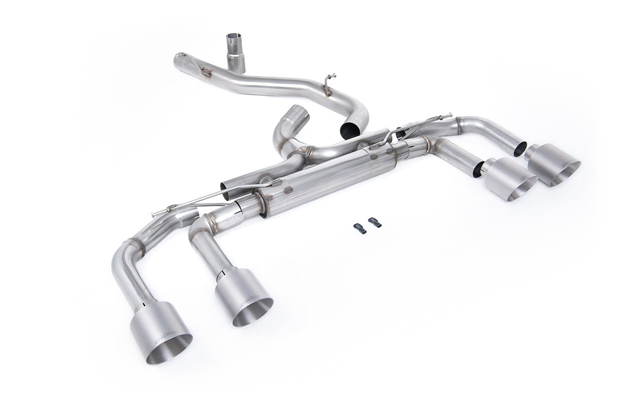 VW Golf R MK8/MK8.5 – 80 mm sistemas sin válvulas con salidas de titanio (sistema de competición – máxima intensidad de sonido)