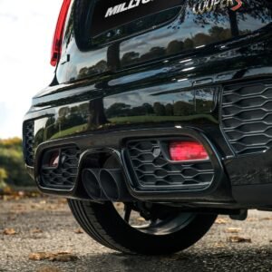 Mini Cooper S F56 (LCI solo) – escape desde GPF con salidas negras Cerakote