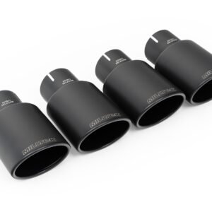 Audi S4/S5 B9 diferencial deportivo sin barras de refuerzo – Escape cat-back resonado (sonido más discreto) con salidas cuádruples negras Cerakote ovaladas