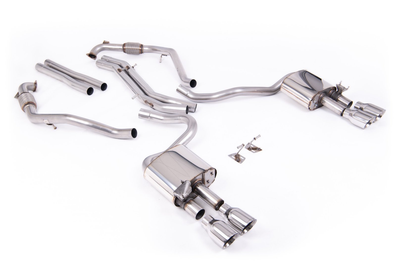 Audi S5 B9 difusor Sport modelos con Brace Bars – no resonado cat-back (más sonido) con colas cuádruples pulidas
