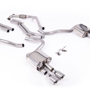 Audi S5 B9 Sport Diff models with Brace Bars – Non-Resonated Cat-Back (Louder) with Quad Polished Trims