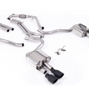 Audi S5 B9 Sport Diff models with Brace Bars – Non-Resonated Cat-Back (Louder) with Quad Cerakote Black Trims