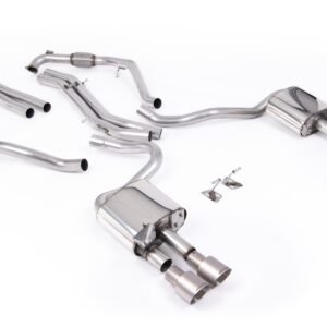 Audi S5 B9 Sport Diff models with Brace Bars – Non-Resonated Cat-Back (Louder) with Quad Brushed Titanium Trims