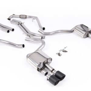 Audi S5 B9 Sport Diff models with Brace Bars – Non-Resonated Cat-Back (Louder) with Quad Carbon Trims