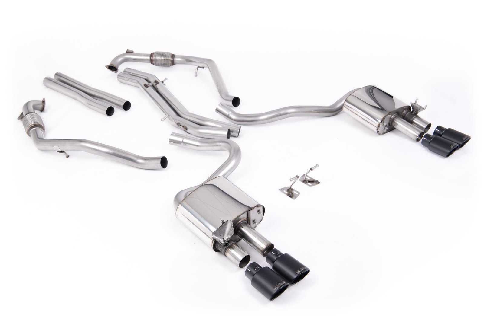 Audi S5 B9 Sport Diff models with Brace Bars – Non-Resonated Cat-Back (Louder) with Quad Cerakote Black Ovals Trims