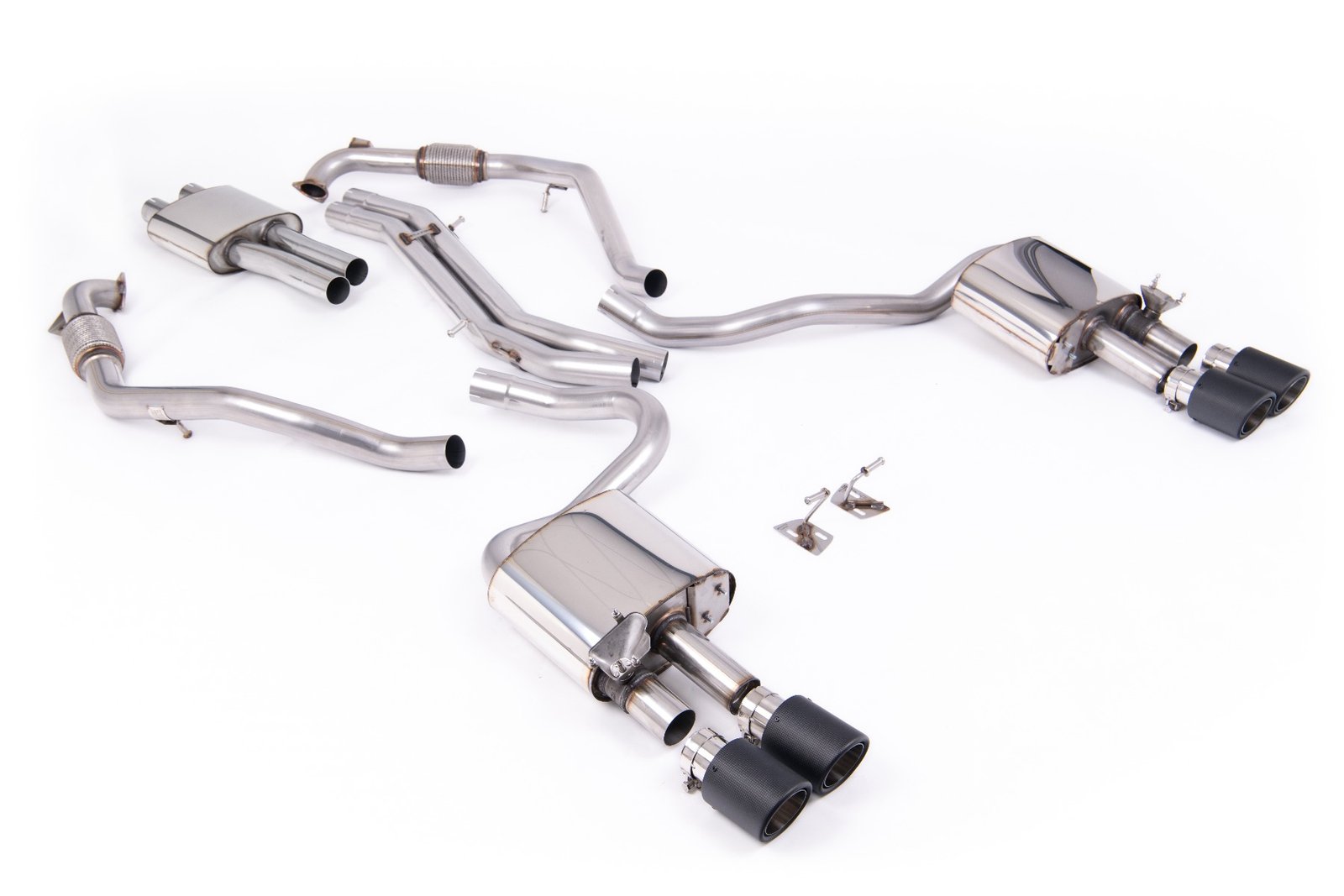 Audi S5 B9 Sport Diff models with Brace Bars (LHD) – Resonated Cat-Back with Quad Carbon Trims