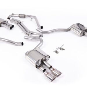 Audi S5 B9 Sport Diff models with Brace Bars (RHD) – Resonated Cat-Back with Quad Polished Oval Trims