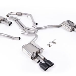 Audi S5 B9 Sport Diff models with Brace Bars (RHD) – Resonated Cat-Back with Quad Black Oval Trims