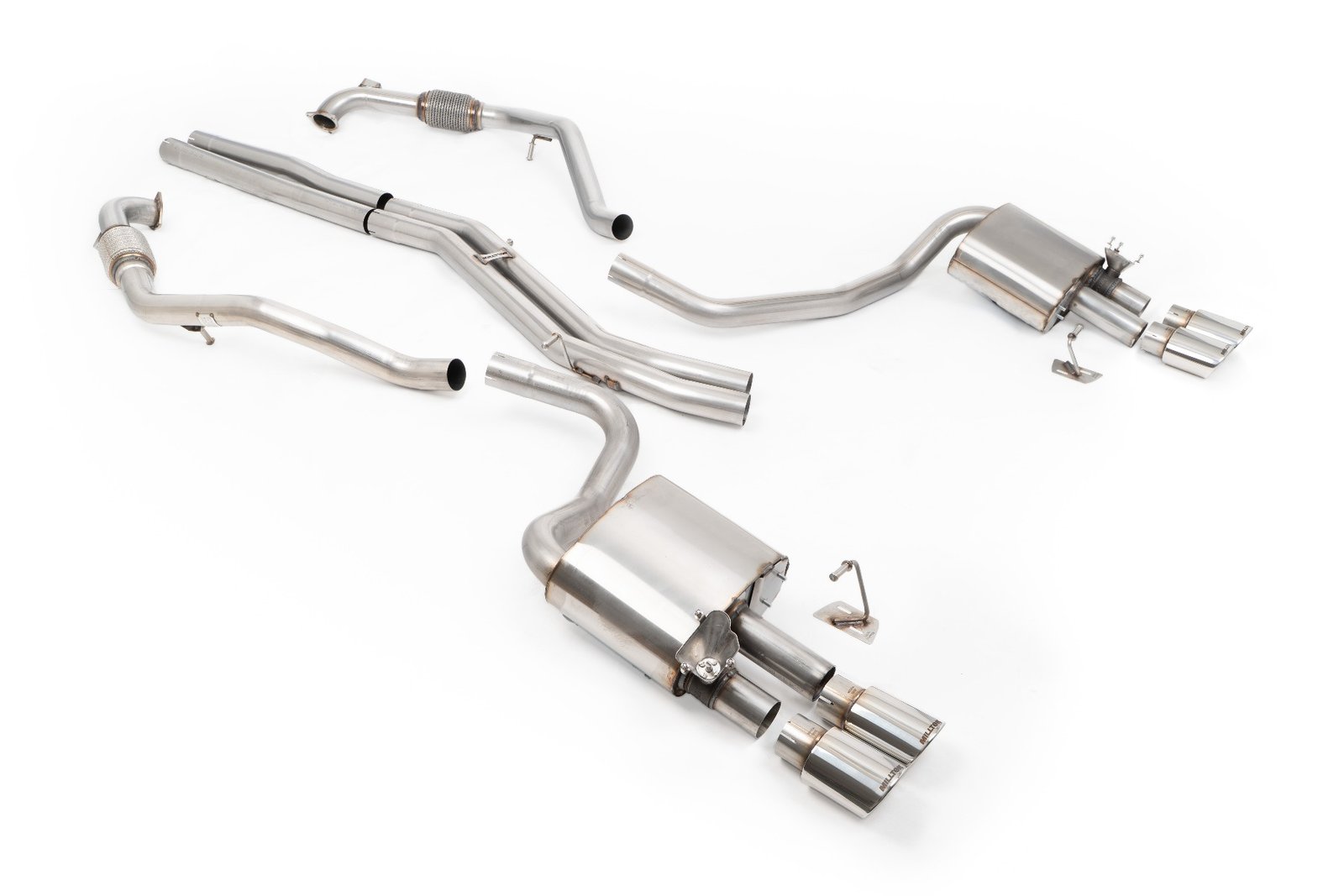 Audi S4/S5 B9 difusor Sport sin barras de refuerzo – no resonado (más sonido) sistema de escape cat-back con colas cuádruples ovaladas pulidas